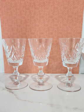 🥂Clear Cut Glass Stemmed Drinkware Set of 3